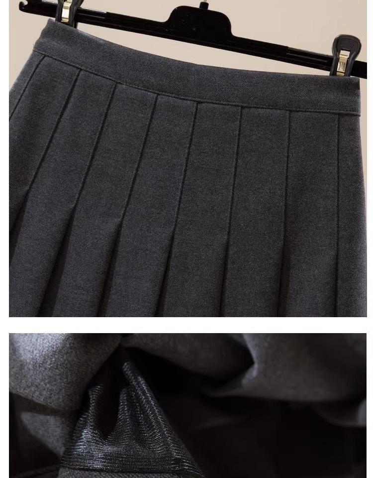 Women's Wool Pleated A-Line Skirt - Autumn/Winter 2025 - High Waist, Slim Fit, School Style, Thick JK Short Skirt