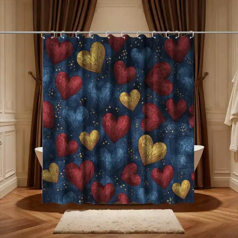 

1Pc Bathroom Shower Curtain, Love Theme Party, Patriotic Day Shower Curtain, Includes 12 Hooks, 180*180Cm Bathroom Curtain Hom W60H190(CM)-1 Pcs