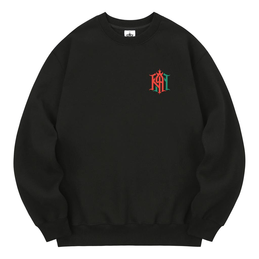 KAN6312 Kmb0027 Khan Two-Cut Fleece-Lined Sweatshirt - Black