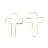 European and American Personalized Metal Line Cross Earrings Women's Niche High-end Sense Versatile Temperament Show Face Small Earrings