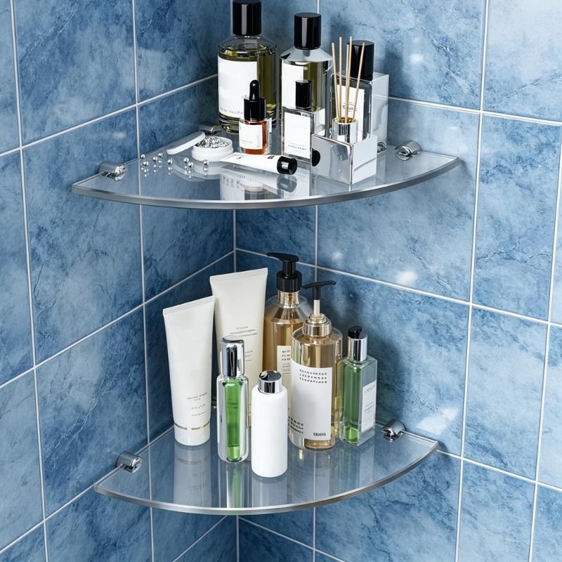 2 Stück Modernes Dreieckiges Acrylregal Doppeltes Acryl-Eck-Aufbewahrungsregal Für Dusch-Organizer Und Badezimmerdekorationen