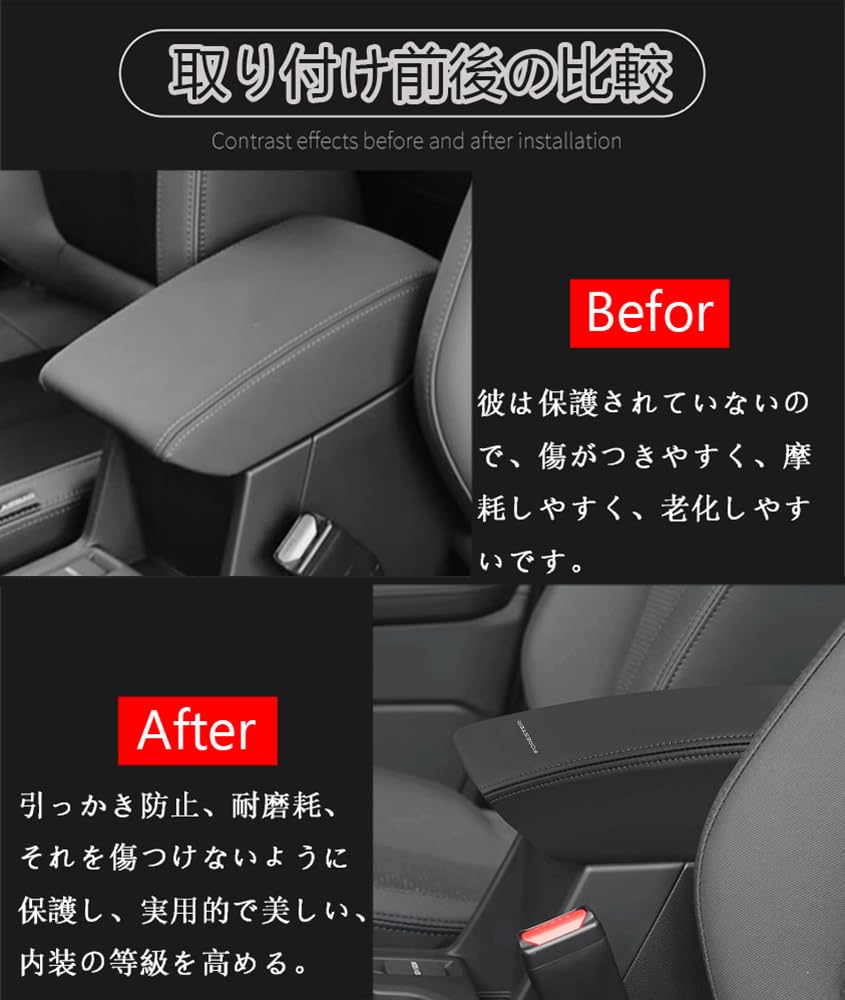 Hearsheng Leather Armrest Box Cover for Subaru New Forester Series 2025 Custom Interior Protective Easy Design with Red Cover/Console SL5/SL (April