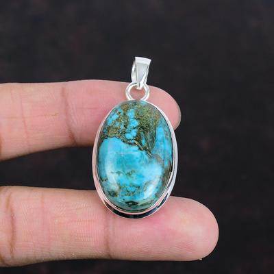 Tibetan Turquoise Pendant 925 Sterling Silver Pendant Real Gemstone Pendant Tibetan Turquoise Jewelry Handmade Decent Pendant Gifts For Him