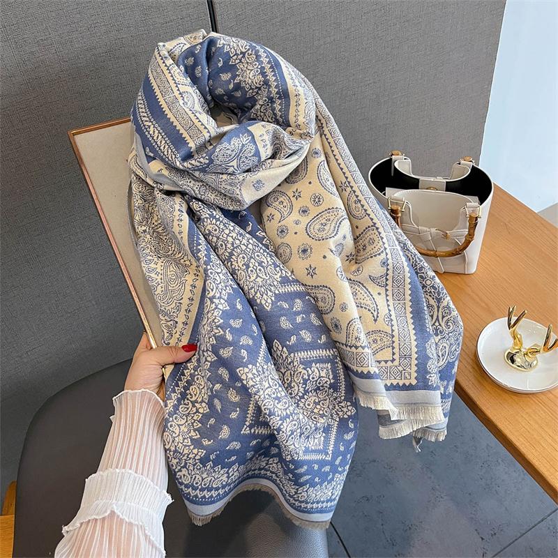 New Print Autumn Winter Scarf Women Pashmina Shawls and Wraps Cashmere Blanket Warm Thick Stoles for Lady Bufanda Stole