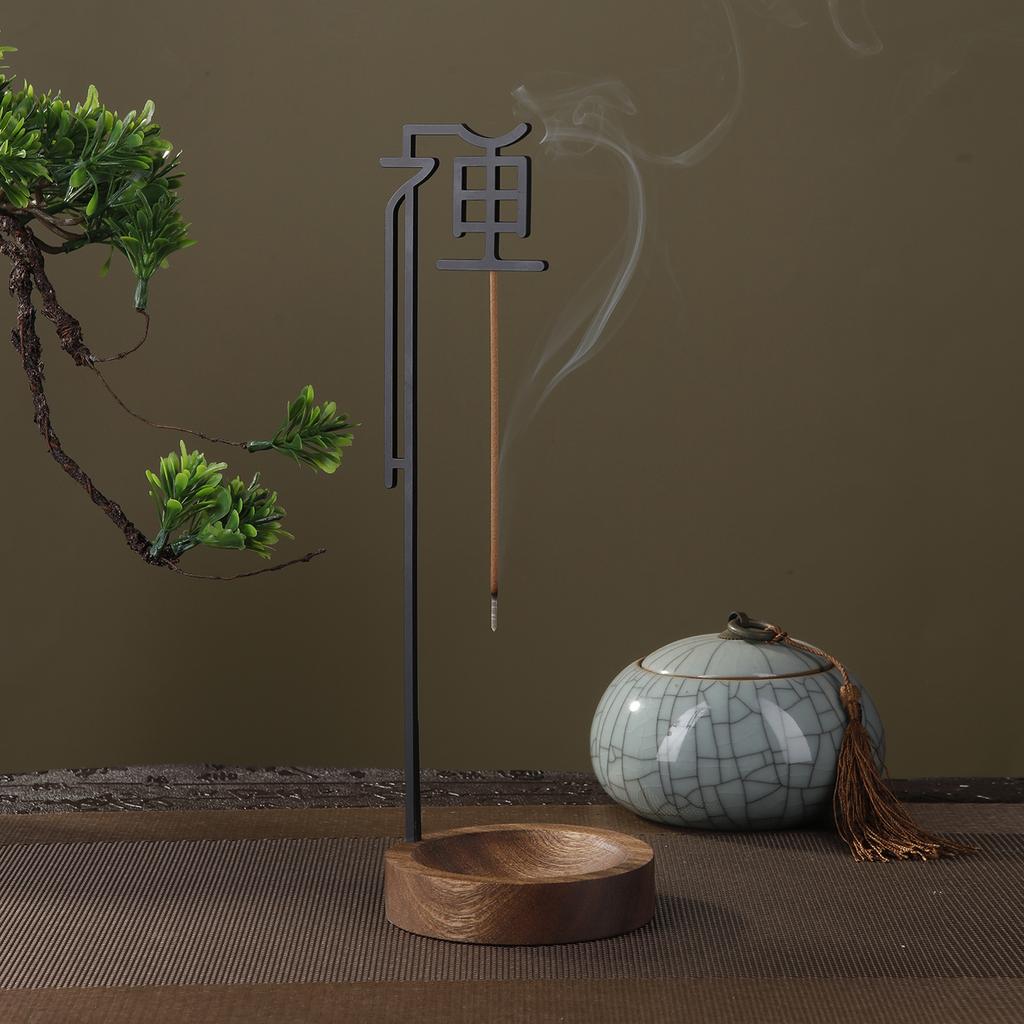 Chinese Zen Incense Holder for Sticks Upside Down Incense Burner with Wooden Ash Catcher Buddhism Supplies Home Decor