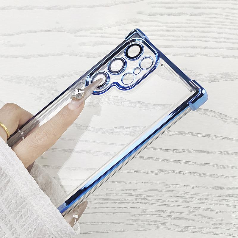 Luxury Shockproof Clear Soft Case For Samsung Galaxy S25 Edge S24 S23 FE S22 Ultra Plus S25+ Plating Transparent Cover TPU Shell
