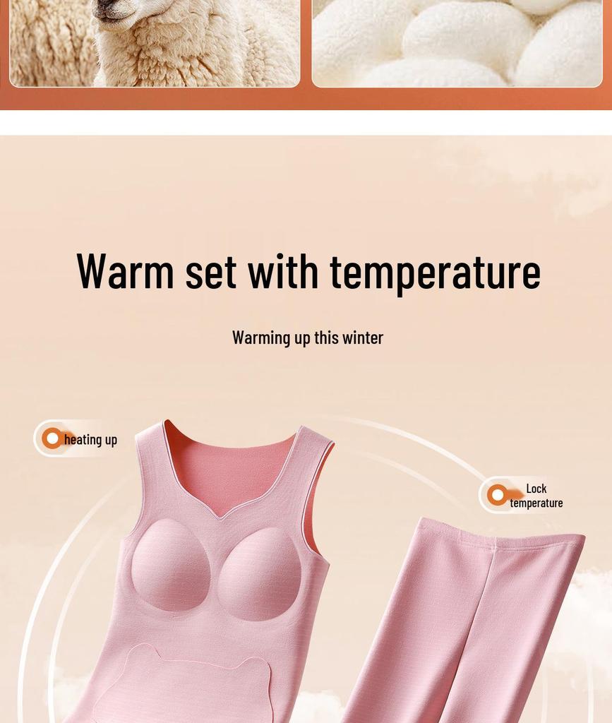 Damen Thermoweste mit Plus Samt - Warme Seiden-Basisschicht mit Brustpolster für Teenager