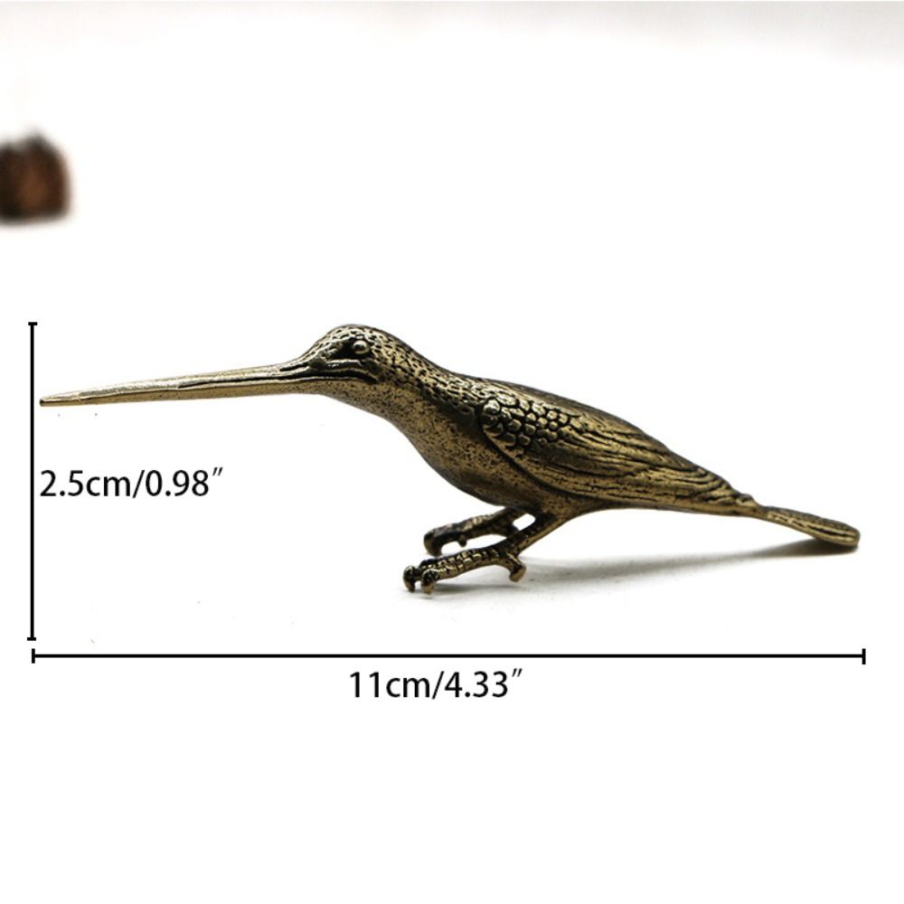 Long Mouth Bird Animal Statue Solid Brass Desktop Ornaments Vintage Tea Pet  Home Decor