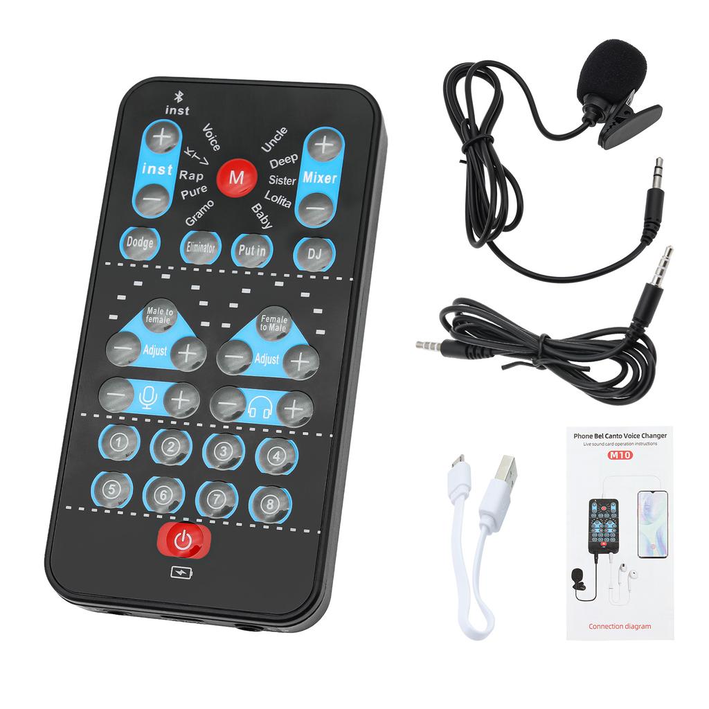 Voice Changer Device Multi Languages Karaoke Function Universal Portable Sound Changer Card Fine Tuning for Live Direct Seeding