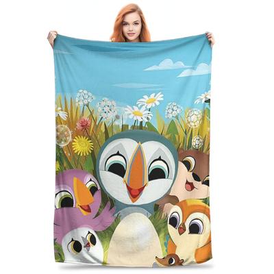 Couverture jetée en flanelle Puffin Rock Dessin animé Couvertures pelucheuses chaudes Couvre-lit doux pour lit Salon Maison Voyage Canapé