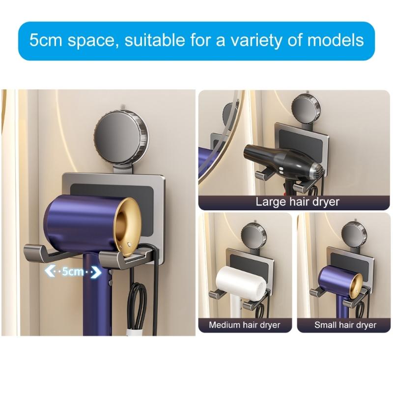 Blow Dryer Stand Space Saving Bathroom Storage Solution with Strong Suction Power not Drill Hair Dryer Rack for Toliet