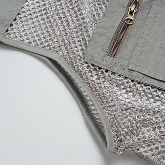 Męska kamizelka jednokolorowa szybkoschnąca, odporna na odkształcenia wielofunkcyjna zapinana na zamek dekolt w kształcie litery V bez rękawów wiele kieszeni oddychająca kamizelka zewnętrzna płaszcz wędkarski