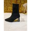 Women's High-heeled Boots for Autumn and Winter - Mesh Pointed-toe Chunky Heel  Ankle-length Sock Boots