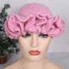Handmade Crochet Bucket Hat for Woman Teen Outdoor Commute Fisherman Hat Ruffled Brim Winter Windproof Carnival Hat