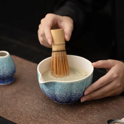 Handgefertigtes Ofentransformationsglasur Matcha Schalen Set mit Chasen Besen Traditionelle Japanische Teezeremonie Werkzeuge zum Aufschlagen Mischen