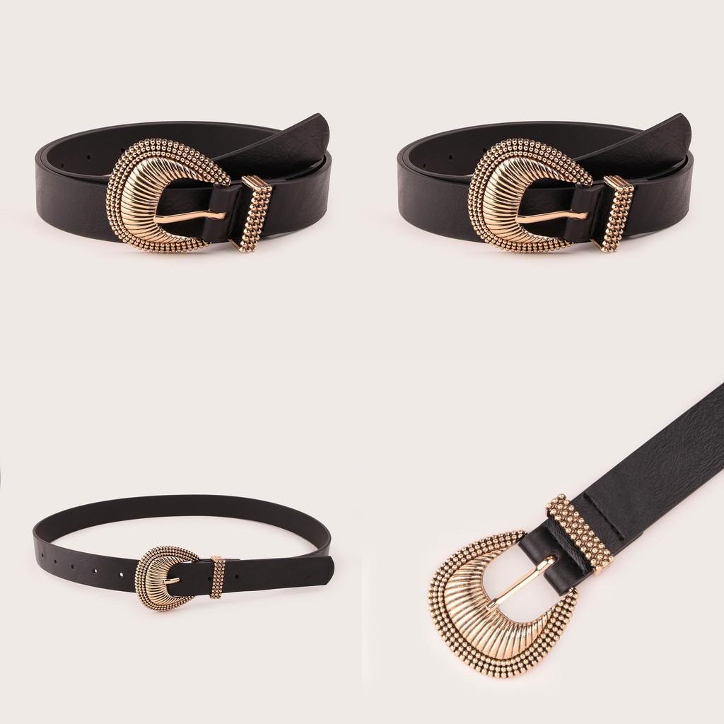 Stylish Womens Faux Leather Belt With Shell Pattern And Metal Pin Closure For Office