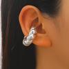 3pcs Set Exaggerated Personality Geometry Threaded Striped Pearl White Fold Wear No Ear Holes Clip Earring for Women Jewelry Set