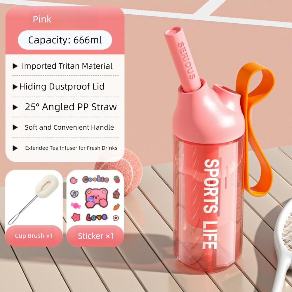 Dustproof Sport Water Bottle 666/888ml Outdoor Water Mug Reusable Drinking Cup with Straw  Juice