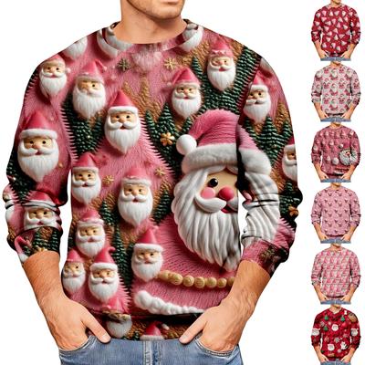 Vianočná potlač voľná pánska mikina s kapucňou