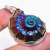 Natural Titanium Ammonite Shell 925 Sterling Silver Jewelry Pendant 2.13" AP-14180