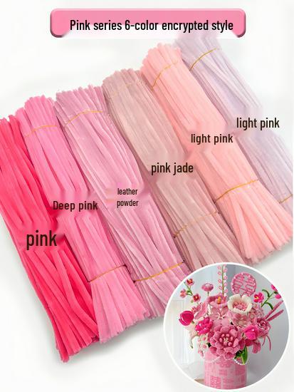 Thickened White Chenille Pipe Cleaners - Mixed Colors for DIY Bouquet Crafts