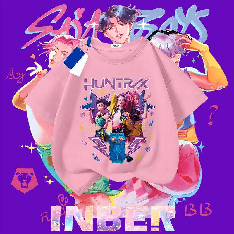 Kpop Demon Hunters Children's Clothing Short Sleeve T-shirt Cute Kpop Demon Hunters Tiger Harajuku Tshirt for Boys Girls