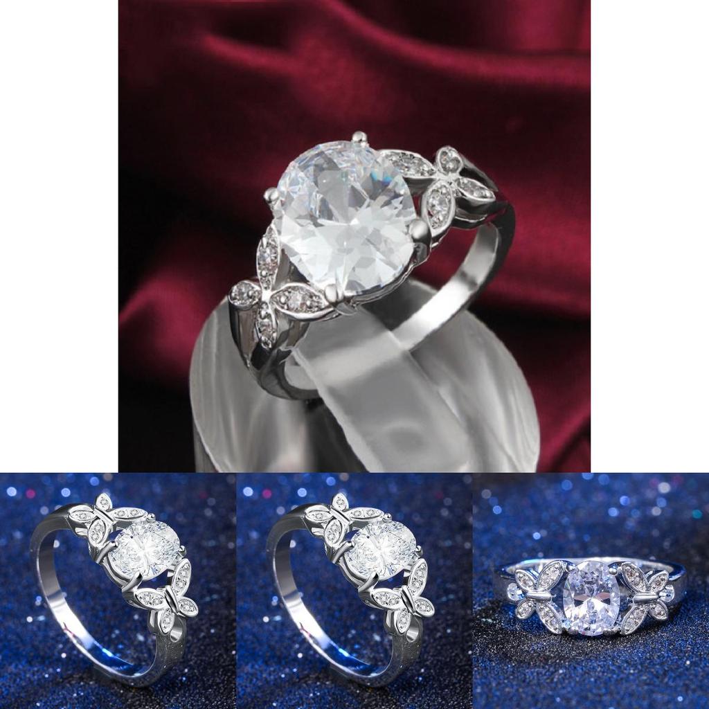 Gemstone Ring Bling White White Rhinestone Diamond