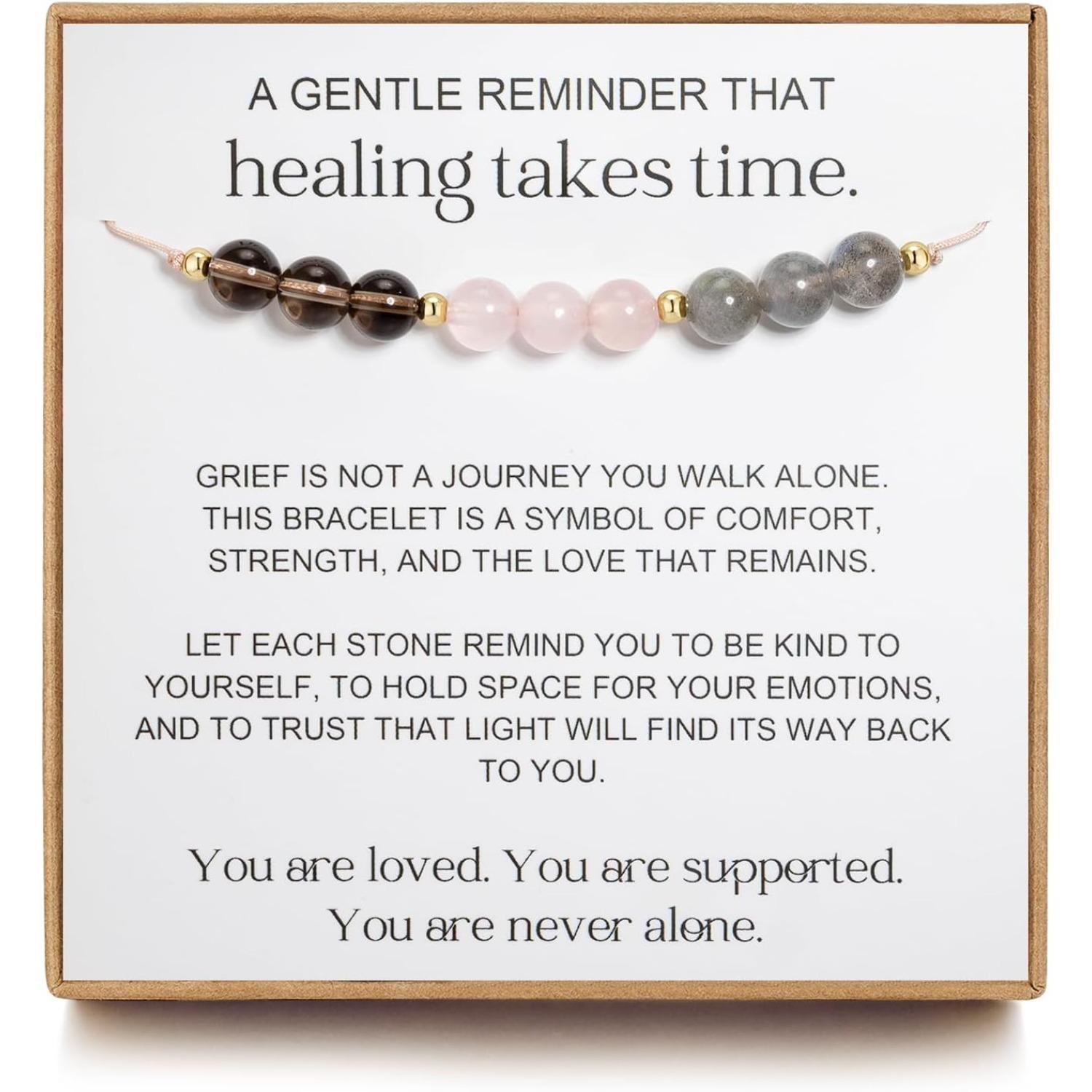 JYL TS Bracelet Bohemian  Letter Design Feng Shui Freedom & Trend Healing takes time (with card) бледный каштана