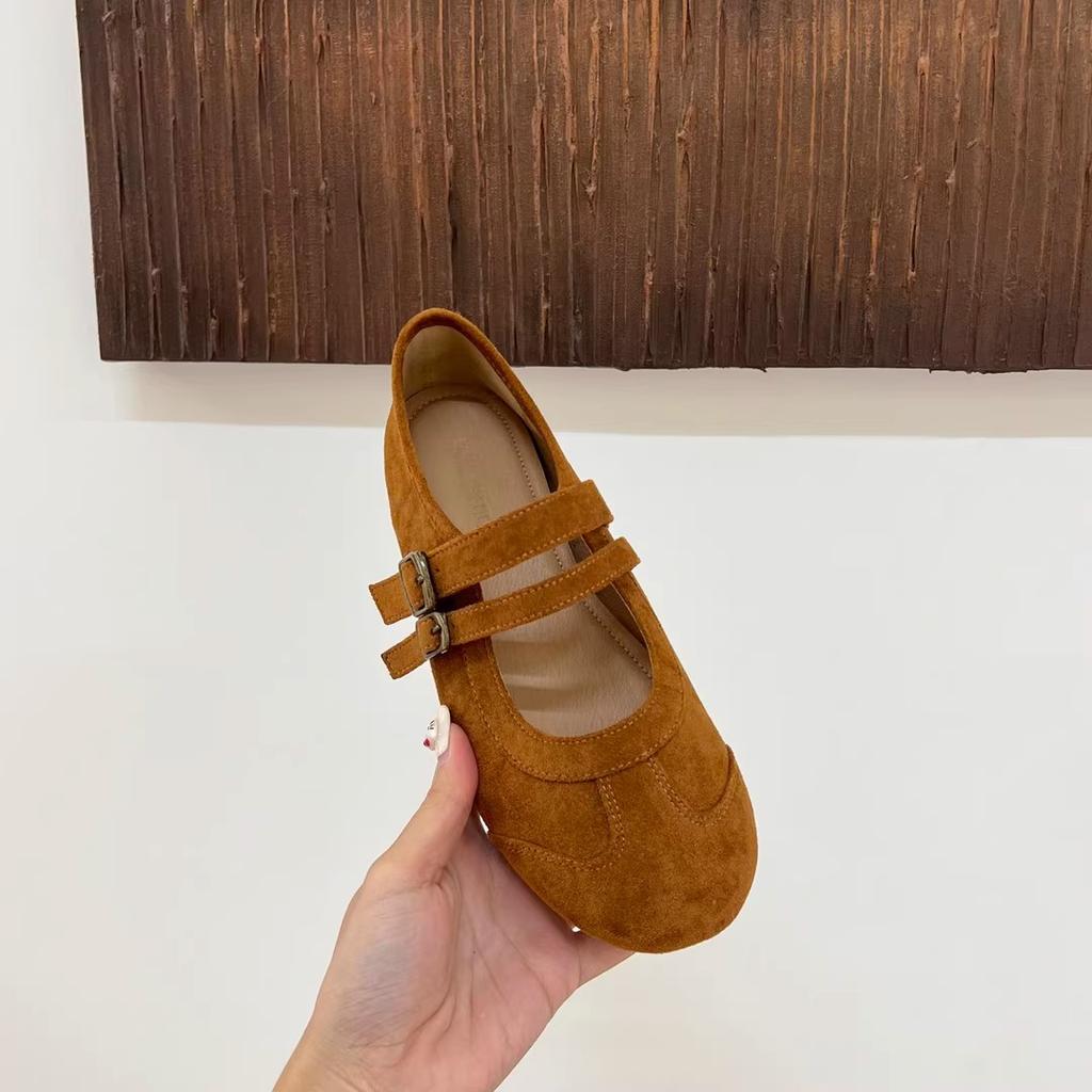 Mary Jane shoes women's autumn 2025 new French shallow mouth single shoes flat red ballet shoes soft leather soft sole