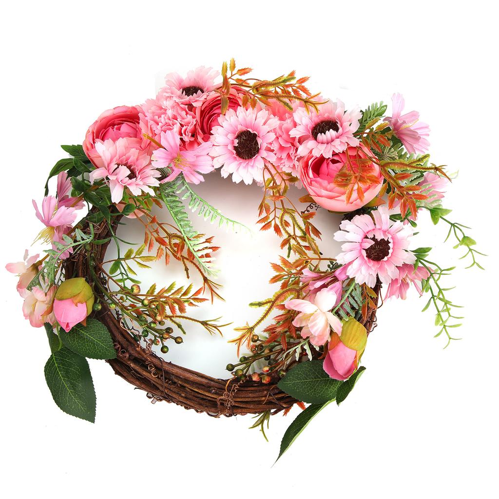 Artificial Flower Wreath Simulation Peony Door Hanging Garland Festivals Party DecorationPink