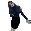 Autumn & Winter Glam Knit High-Neck Slim Fit Bodycon Mini Dress