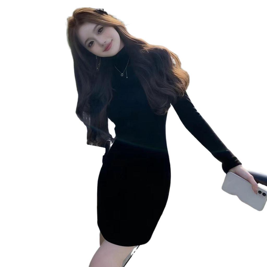 Autumn & Winter Glam Knit High-Neck Slim Fit Bodycon Mini Dress