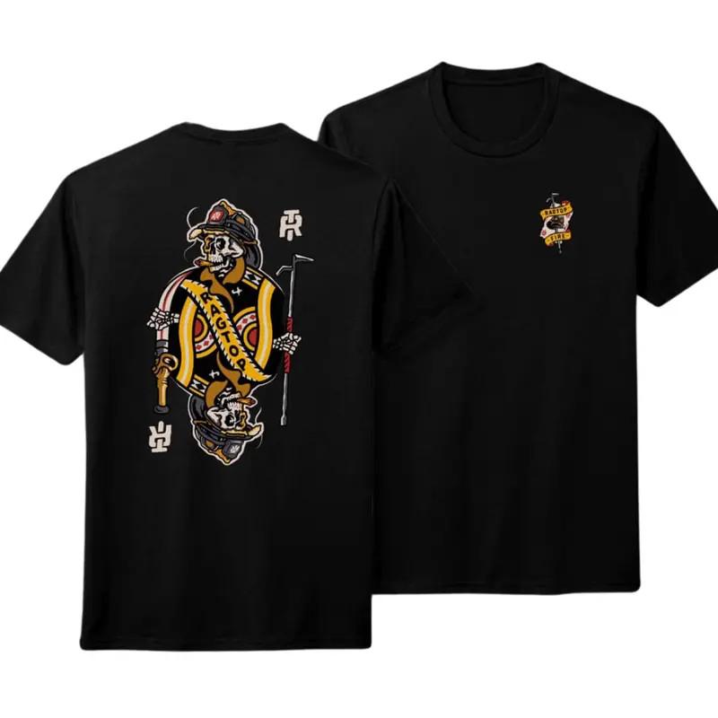 Ragtop Fire Co. Skeleton Firefighter Playing Card Graphic Tee, Vintage Outdoor F S разноцветный