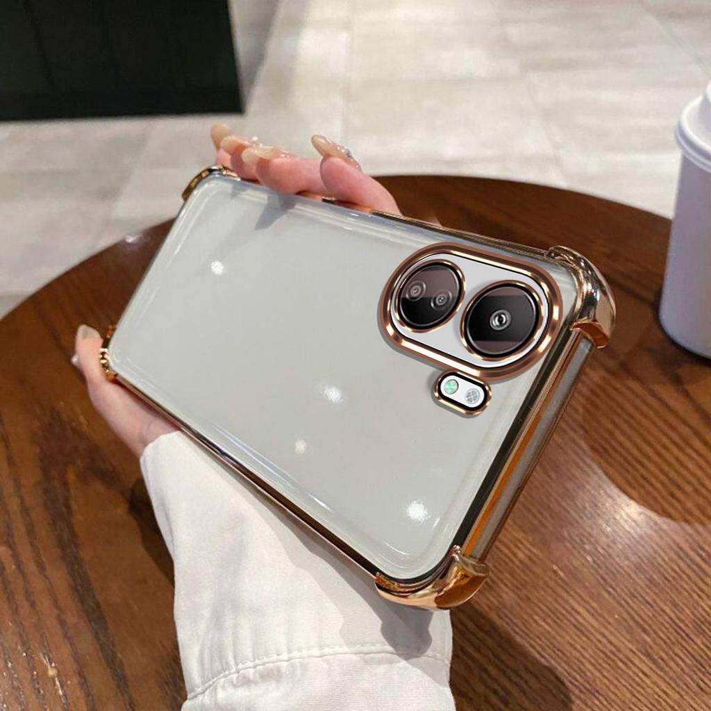 Case for Xiaomi Redmi 13C 4G,POCO C65 Electroplated Color Border Clear Phone Casing Cover