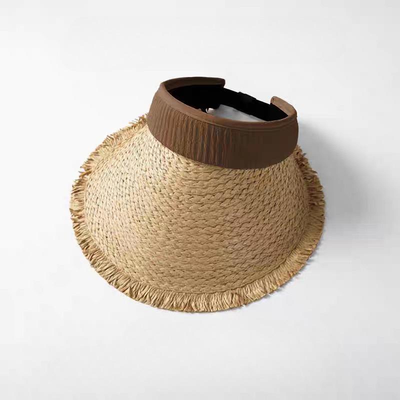 Sunscreen Empty Top Straw Hat Brim Ultraviolet Summer Seaside Women's Vacation Sun Hat New 2025 Large Straw Hat