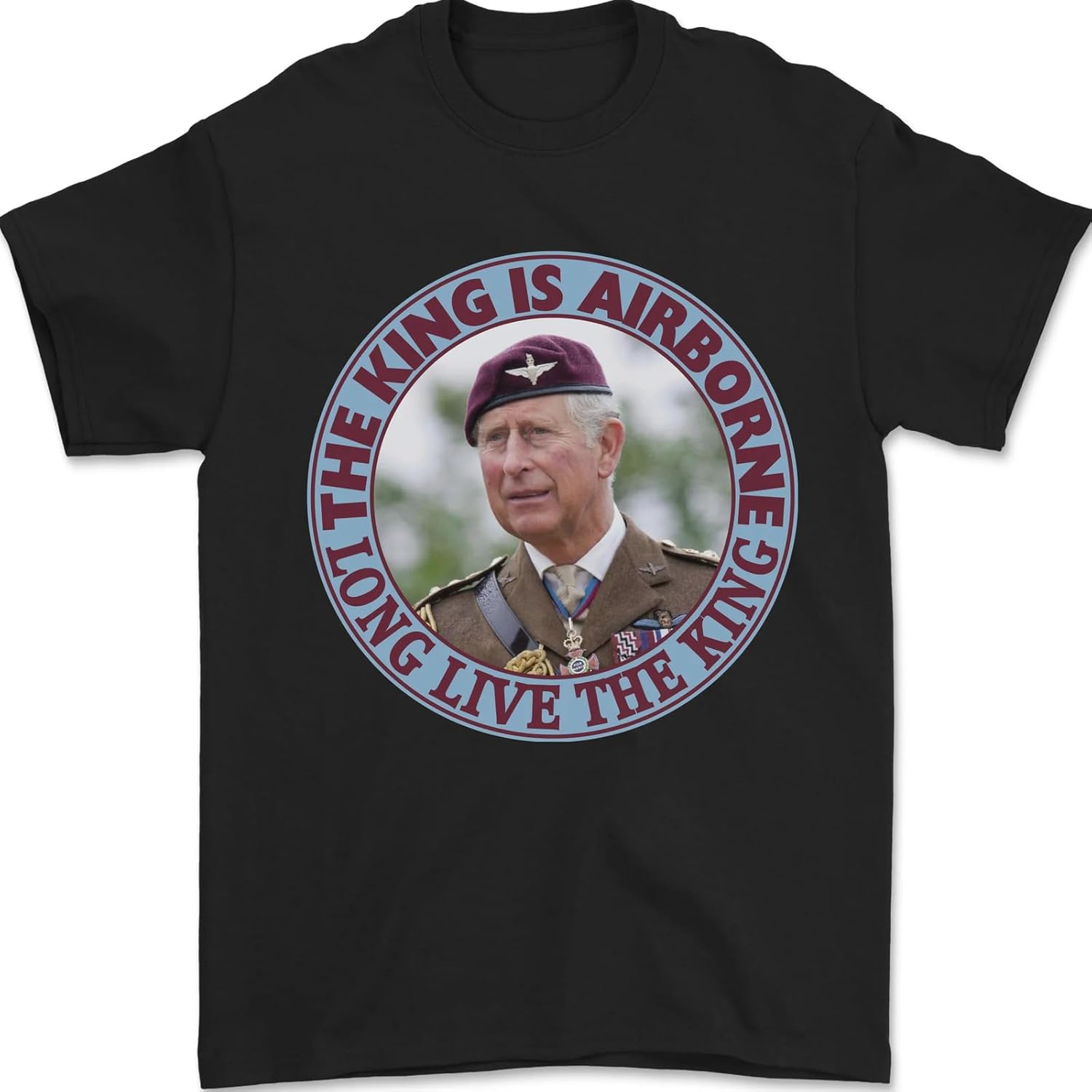 The King is Airborne Charles Coronation Mens Men T Shirt 100% Cotton S
