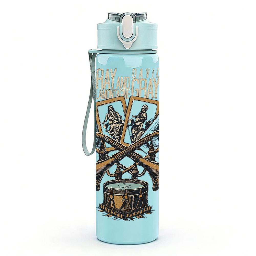 1PC Crossed Shotgun Western Skull Retro Print 750ml Portable Sports Water Bottle Leakproof Gym Outdoor Travel Drink Cup