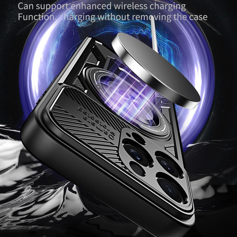 For iPhone 15 Pro Max Case Compatible with MagSafe Rotating Kickstand TPU+PC Phone Cover