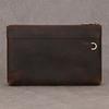 Men's Crazy Horse Leather Handbag, Genuine Leather Large Capacity Long Wallet, Retro Business Leather Handbag with Wrist Strap