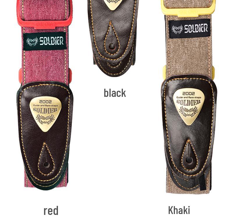 Unisex Soldier Canvas Guitar Strap for Acoustic, Bass, and Electric Guitars