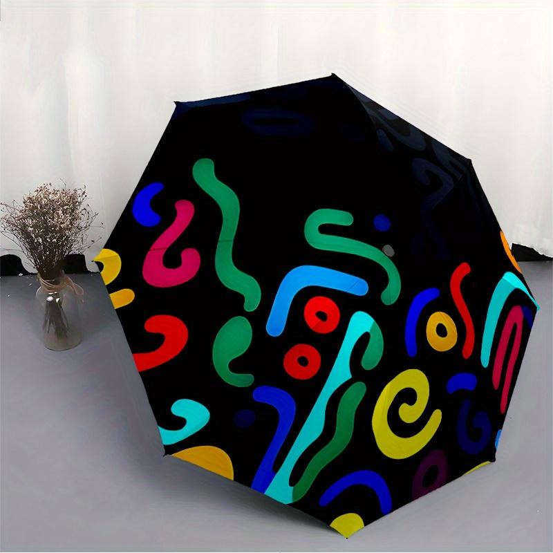 1pc Abstract Patterns Automatic Open 8-Rib Windproof Umbrella, Travel & Commuting, Suitable for All Seasons, Lightweight Portable,002