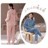 Guooryvner Langarm Locker Logo Stilvoll Flanell Oberteil und Hose Uni Perfekt für Herbst und Winter Loungewear Damen Fleecegefütterter Schlafanzug, Passform,