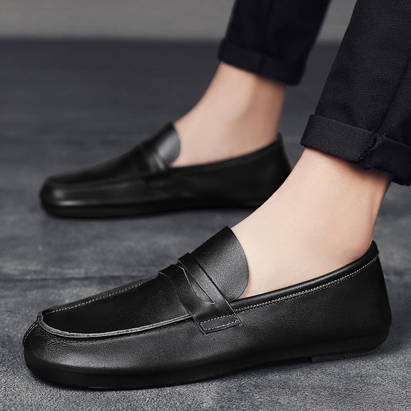 Genuine Leather Men Casual Shoes Outdoor Fashion Gentleman Luxury Mens Loafers Moccasins Breathable Slip On Shoes Leisure Walk