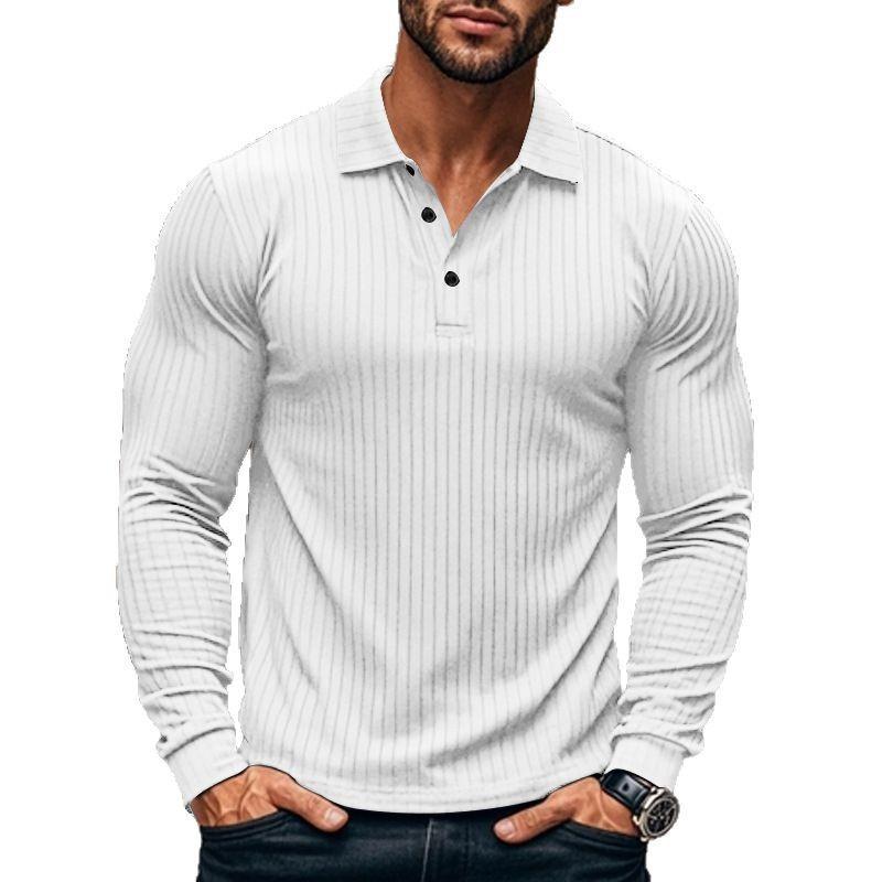 

Men s Casual Lapel Polo Shirt Men s T-shirt Slim Spring and Autumn Long Sleeve Base Shirt XXL