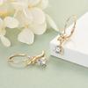 Trend Real 925 Silver 5mm Round Moissanite Drop Clip Earrings for Women Four-leaf Clover Valentine Wedding Jewelry Gift