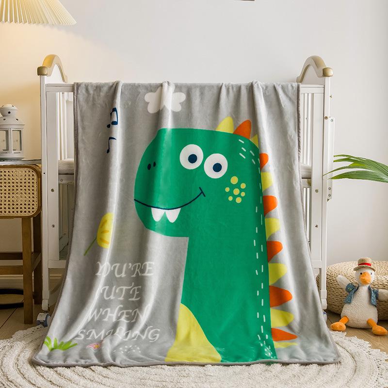Cartoon Style Flannel Fleece Children's Blanket - Single Layer, All-Season, Small Nap Blanket with Edging