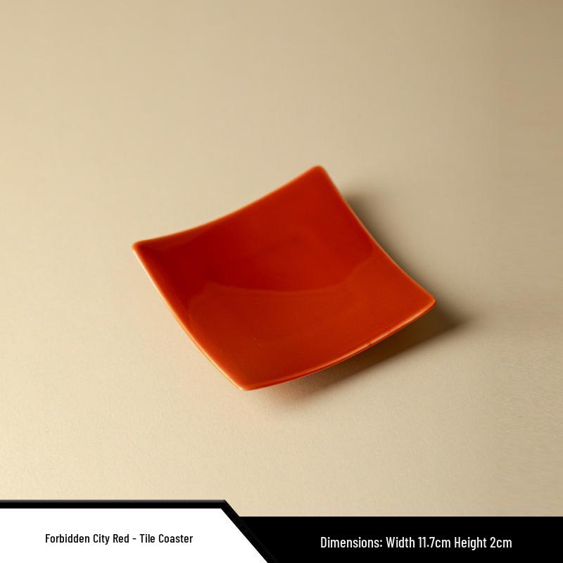 Forbidden City Red Gongfu Tea Set: Ceramic Teapot, Lid Bowl, Filtered Tea Cup, Fair Cup, and Pot Stand Ornament