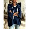 Women's Loose Seven Quarter Sleeves, Hooded Drawstring T-shirt, Batsleeved Top, Outerwear