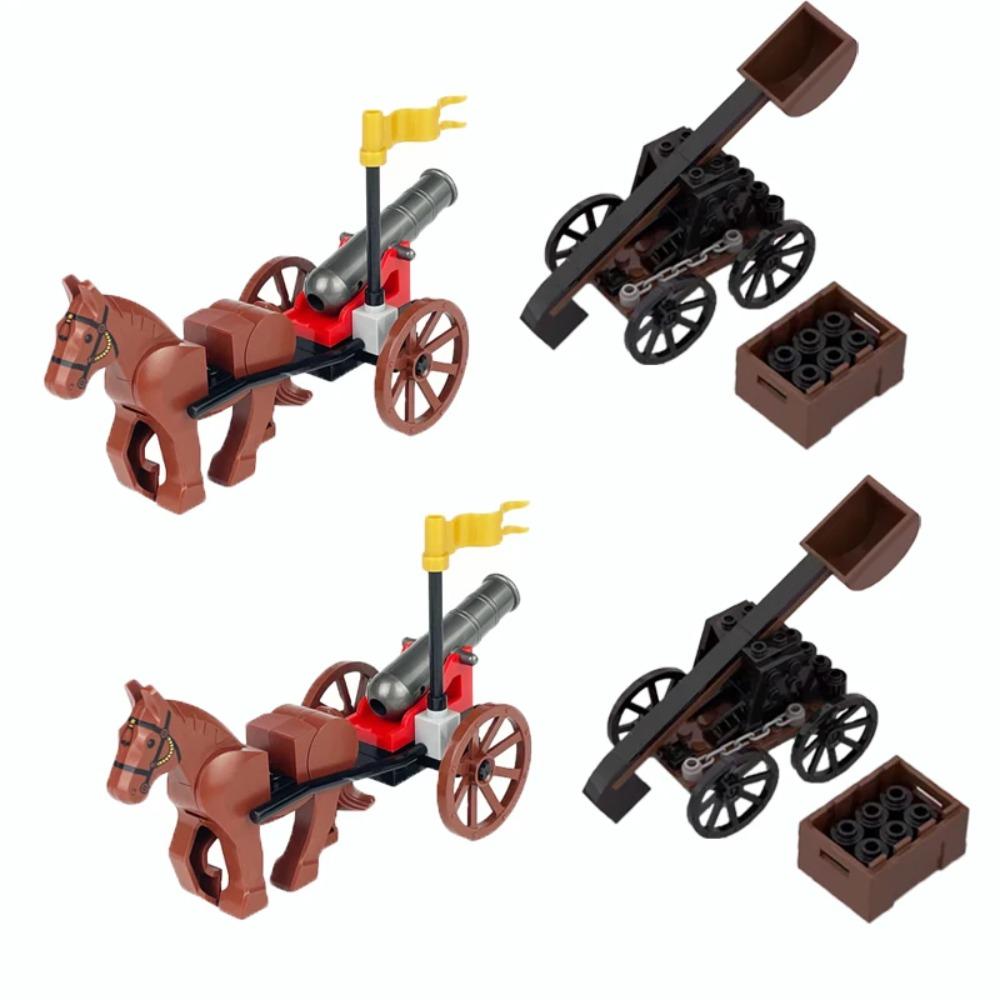 Medieval Castle Siege Weapons Building Blocks Siege Engine Cannon Car  Catapult Crossbow MOC Assembly Bricks Toys