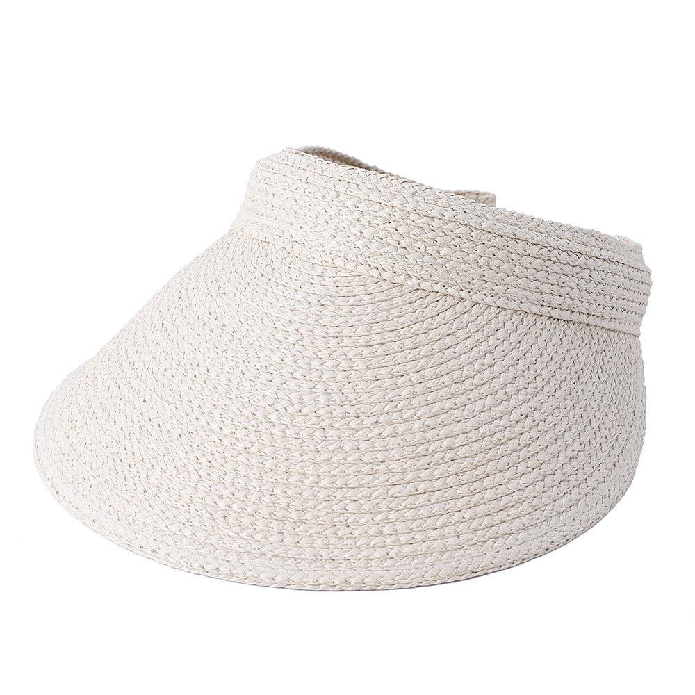 European and American Summer Roofless Raffia Empty Top Hat Sunshade Beach Hat Headband Sun Hat Casual Versatile Trend